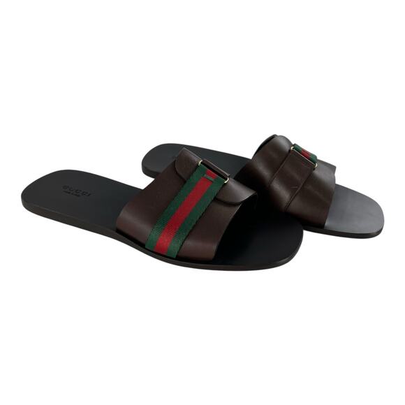 Gucci Leather Web Sandals - Picture 1 of 7